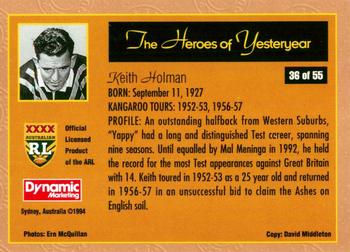 1994 Dynamic Kangaroo Heroes #36 Keith Holman Back